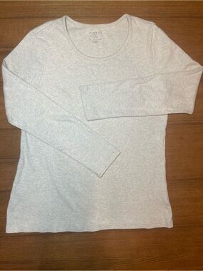 Oat Heather Women’s Long Sleeve Scoop Neck Top - Petite Small